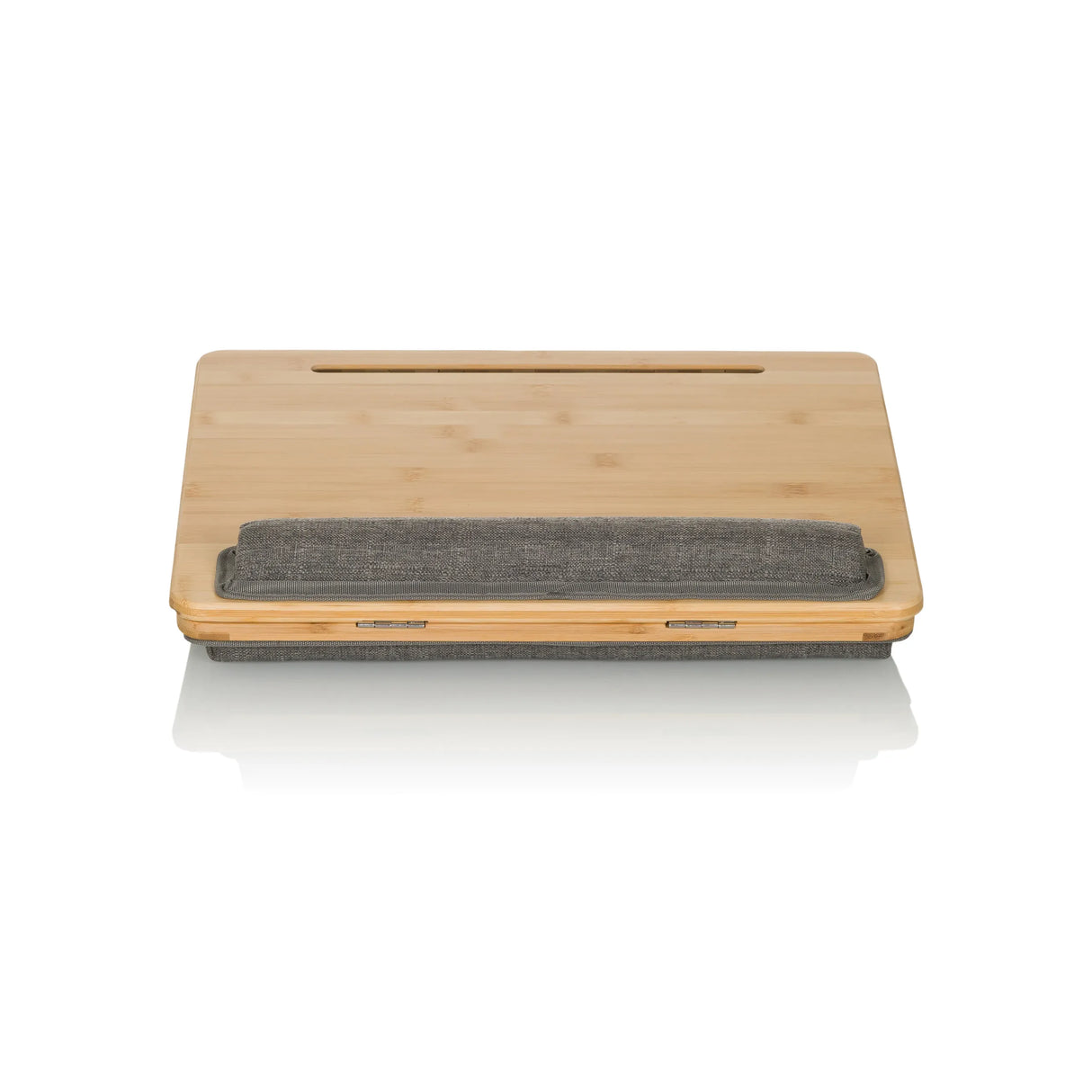 Braune Laptopunterlage COMFILAP III mit grauer Handballenauflage von hjh OFFICE – 360-Grad-Ansicht (Frontansicht 0°)