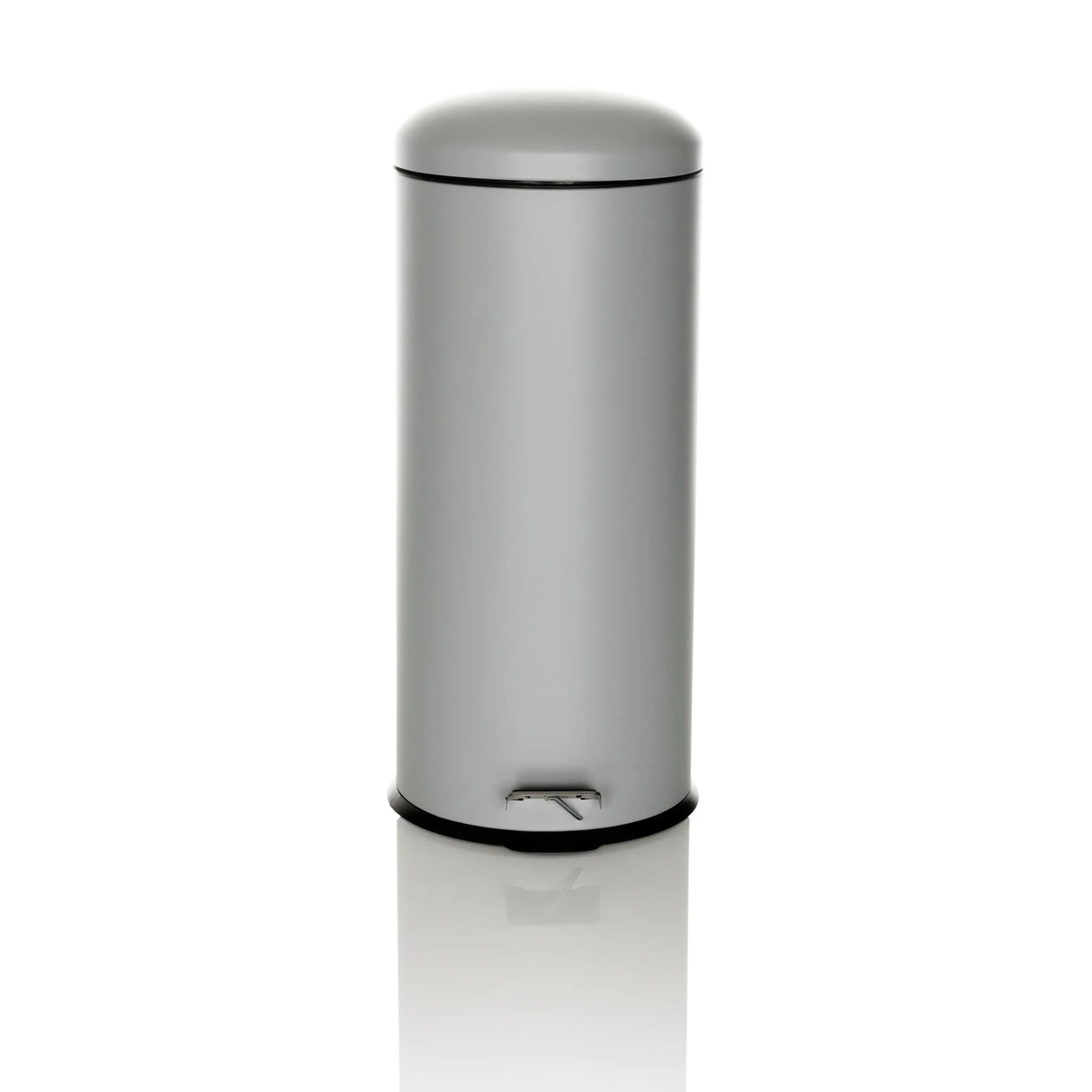 Grauer Mülleimer CLEAN VIII mit Deckel und Trittpedal von hjh OFFICE – 360-Grad-Ansicht (Frontansicht 0°)