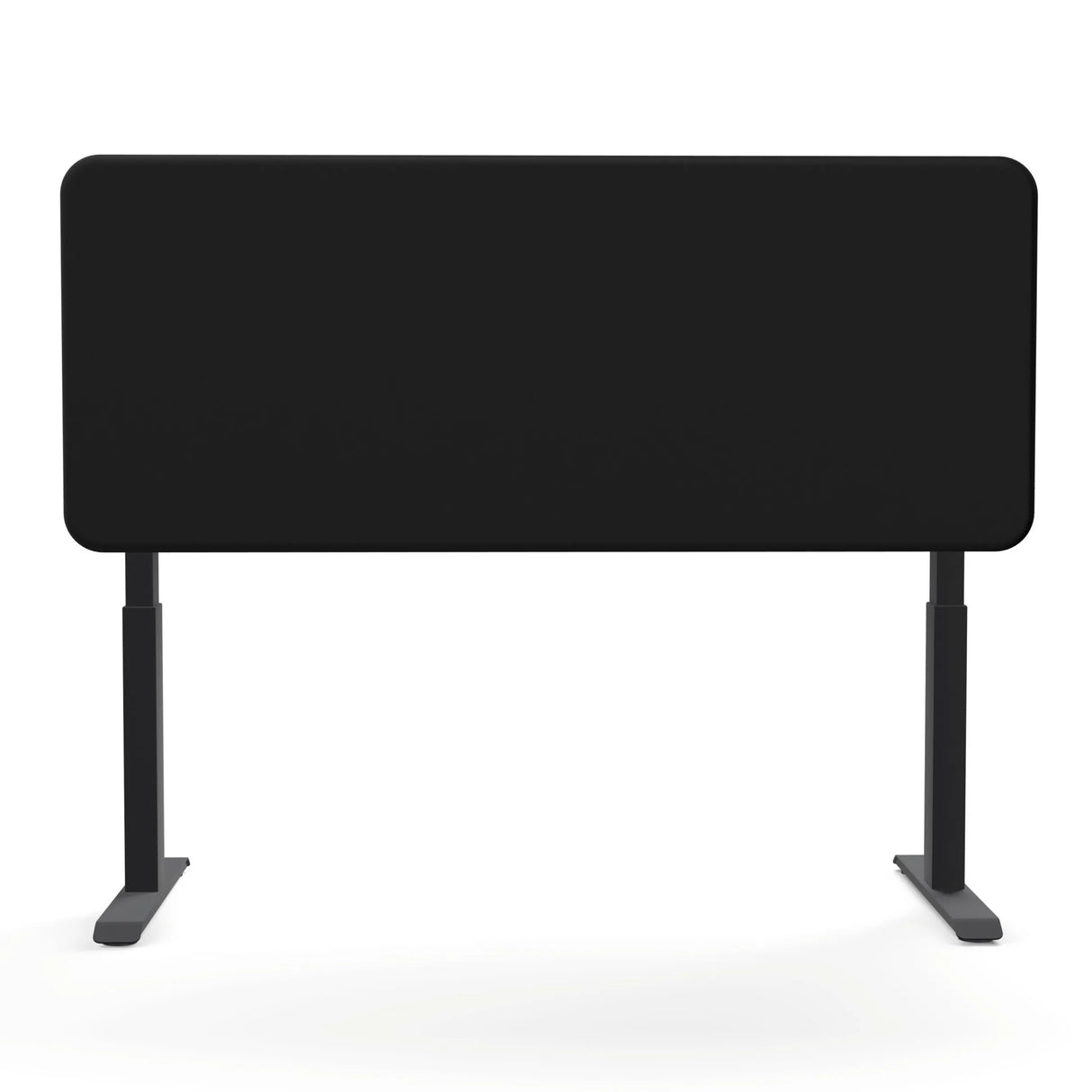 Tischtrennwand Tystiq in Graphit-Schwarz mit zwei Standfüßen und einer Länge von 160 cm von Ergostock