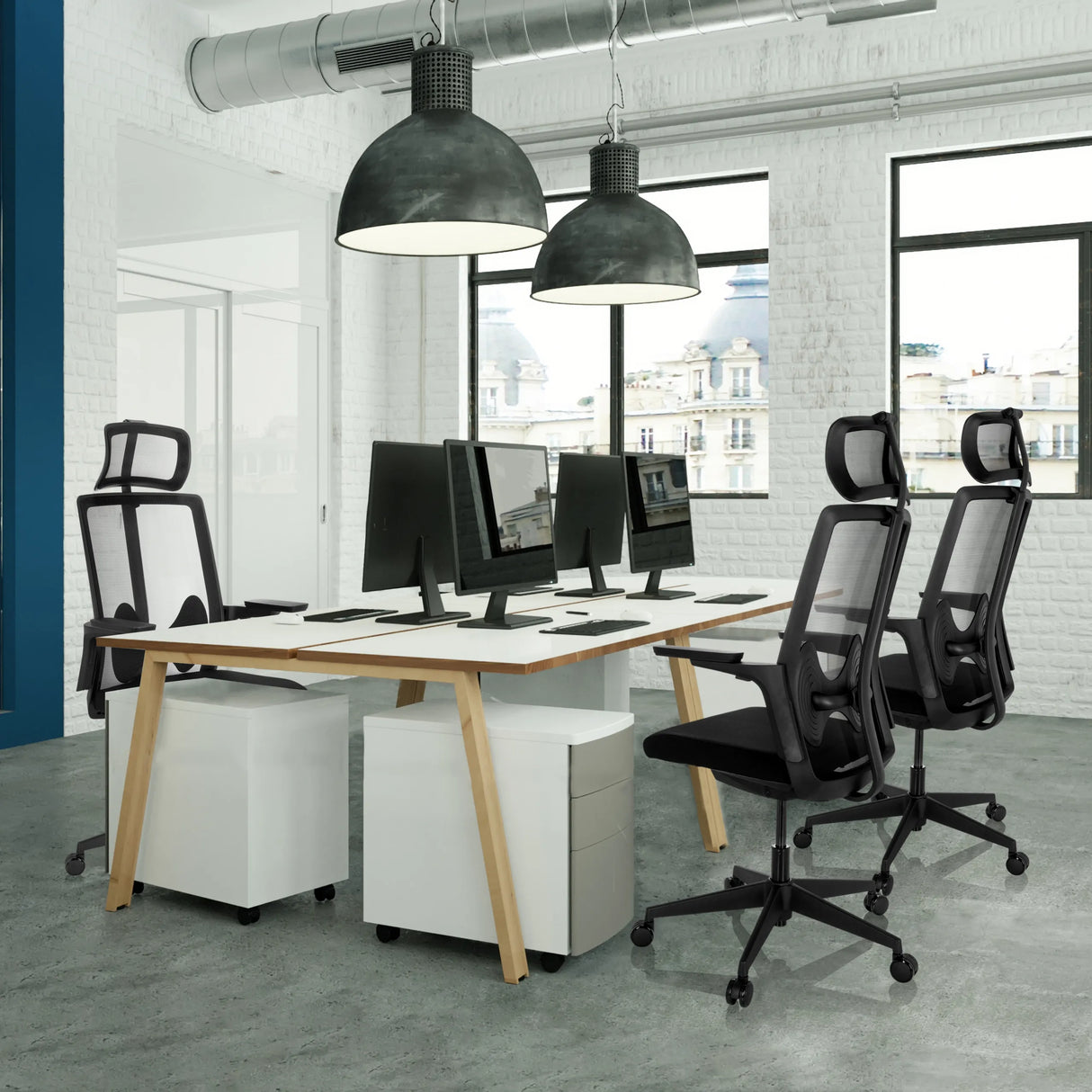 Profi-Bürostuhl ARCEO B in Schwarz mit Netzrückenlehne und Armlehnen von hjh OFFICE