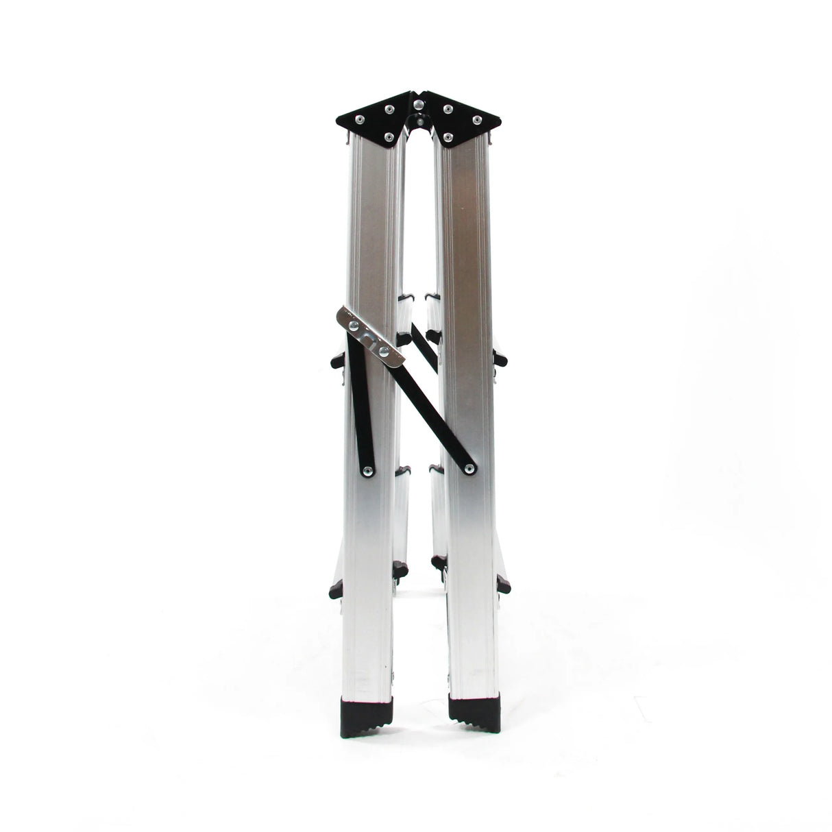 Aluminium-Gestell der Klappleiter SOLID mit schwarzen Standfüßen und einer silbernen Verriegelung von hjh OFFICE