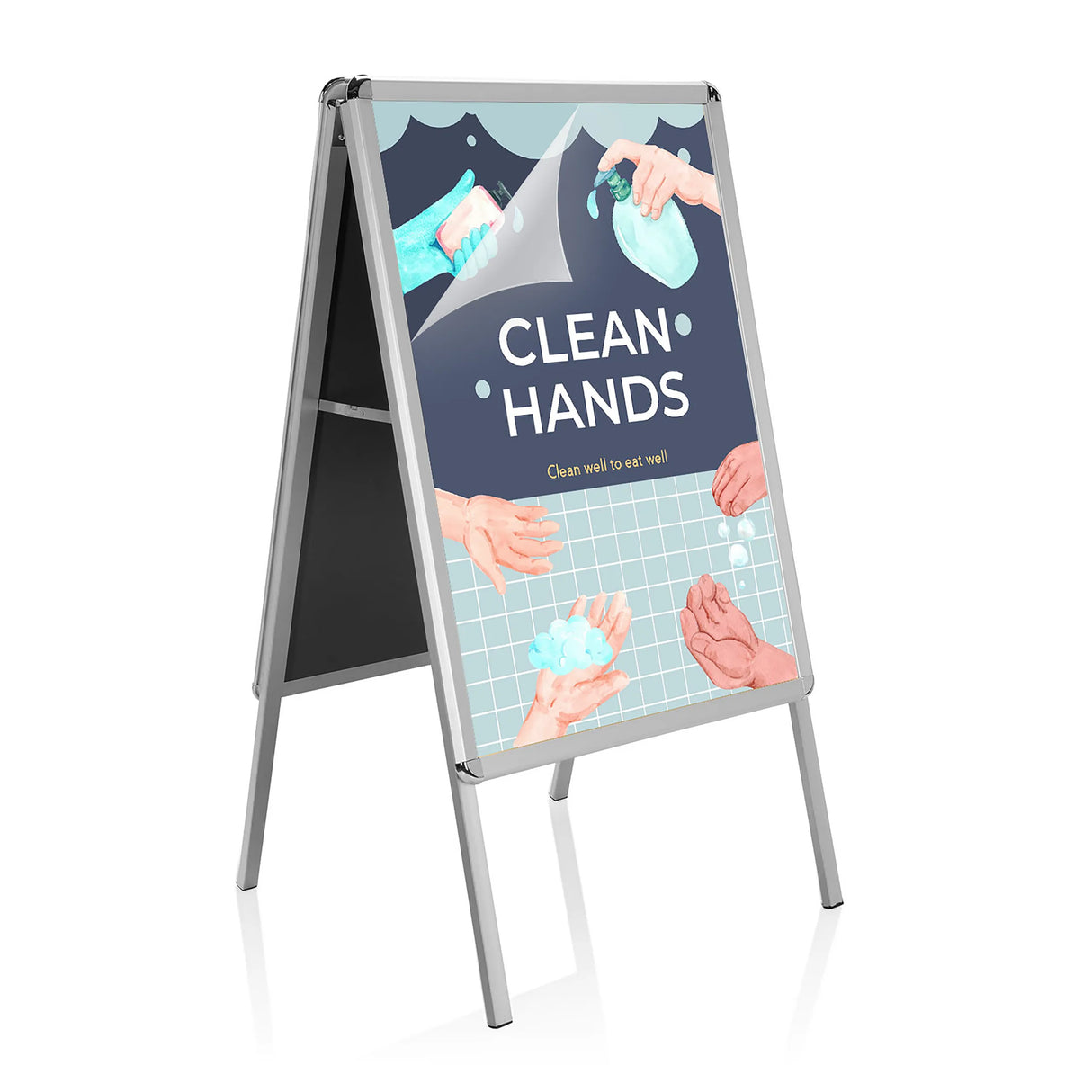 Plakatständer AGENDA II als Kundenstopper aus Aluminium mit Werbeplakat von hjh OFFICE
