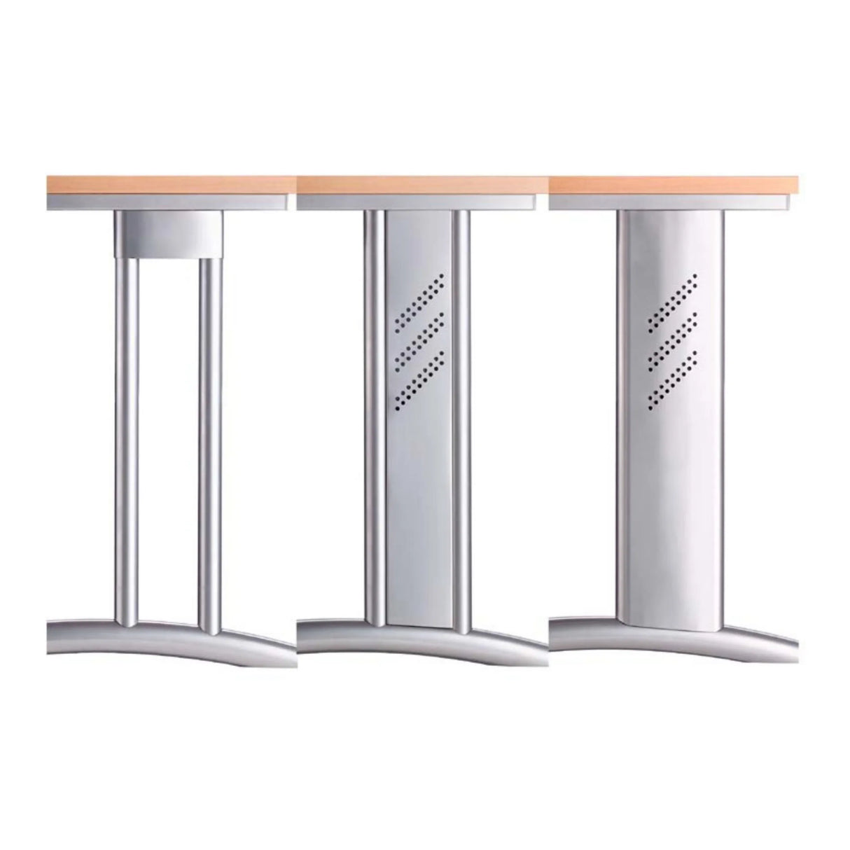 Metallbeine mit Kabeldurchlässen des Schreibtischs BELA 18 S mit Asteiche-Platte von hjh OFFICE PRO