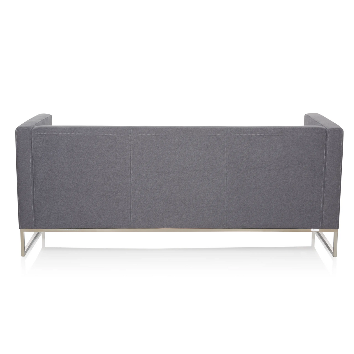 Dunkelgraues Loungesofa BARBADOS als Drei-Sitzer mit Metallgestell von hjh OFFICE – 360-Grad-Ansicht (schräge Rückenansicht 240°)