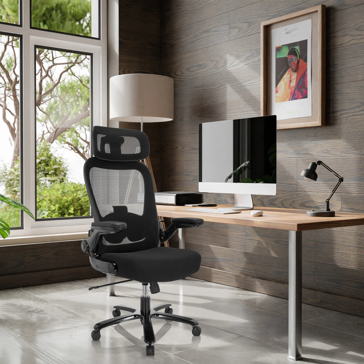 Schwarzer XXL Drehstuhl INSTRUCTOR SW I PRO mit Netzrücken und Stoffbezug von hjh OFFICE