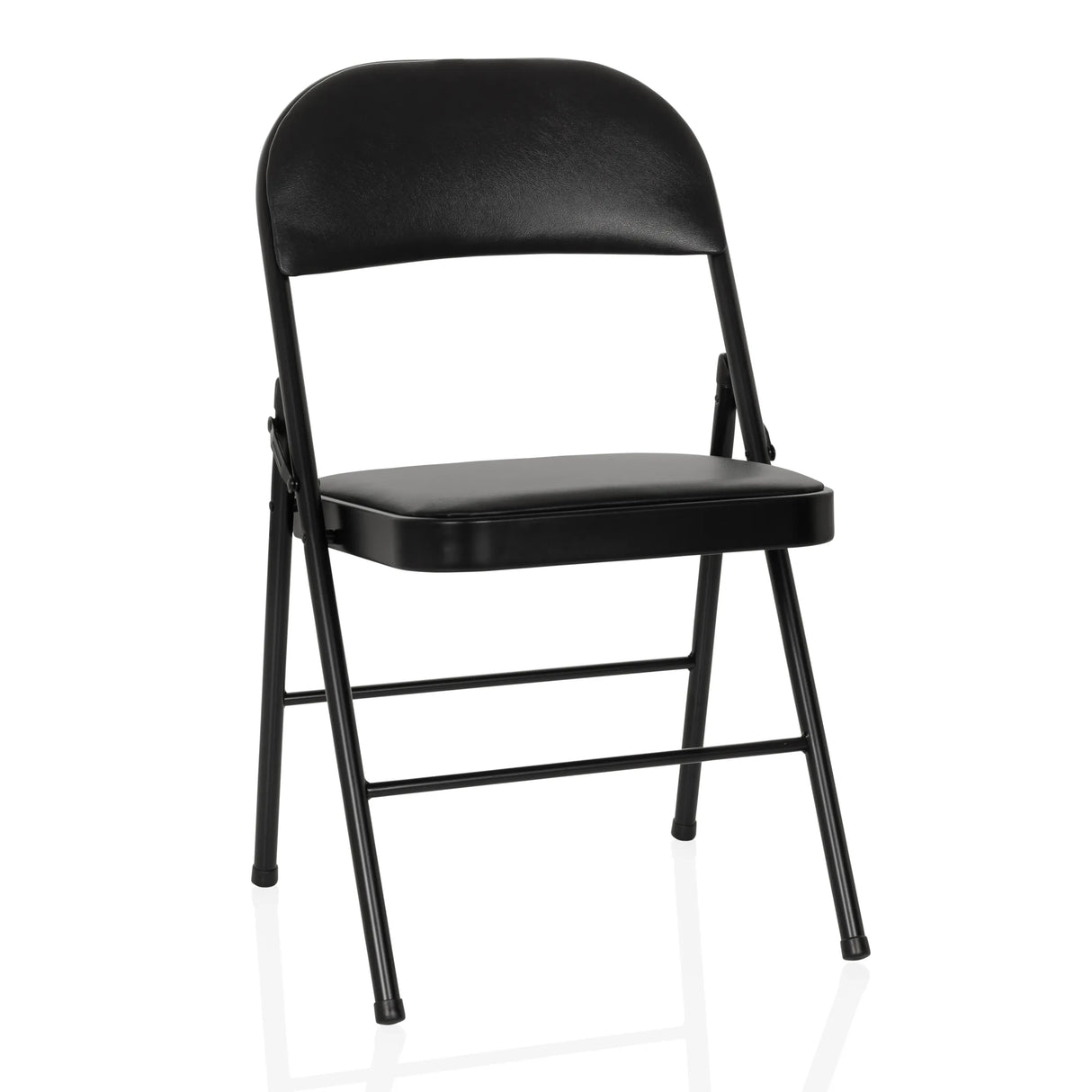 Schwarzer Klappstuhl TUDELA H mit Polsterung aus Kunstleder von hjh OFFICE – 360-Grad-Ansicht (Frontansicht 15°)