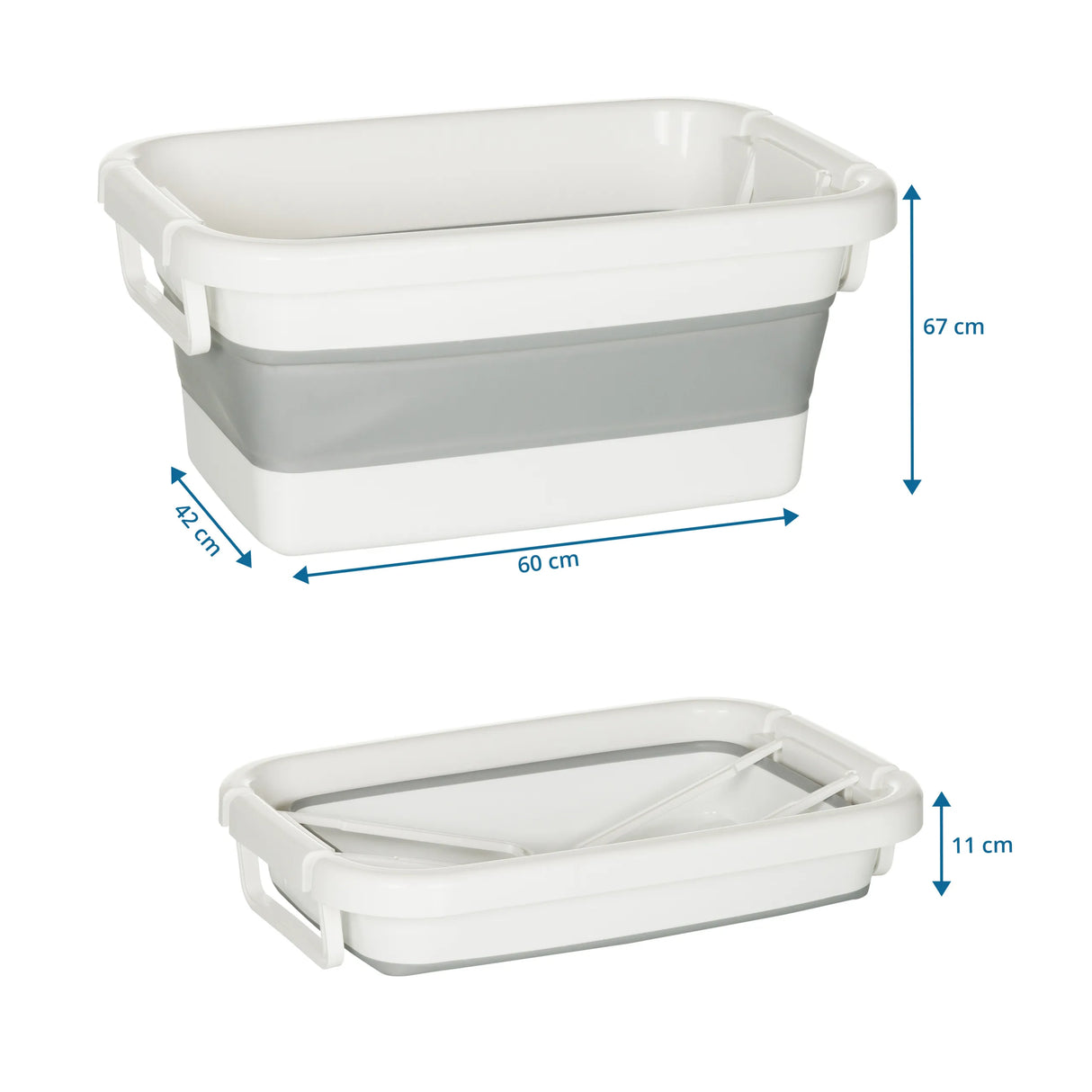 Maßzeichnung des Faltbehälters CLEAN SILW mit 60 x 67 cm in Grau-Weiß von hjh OFFICE