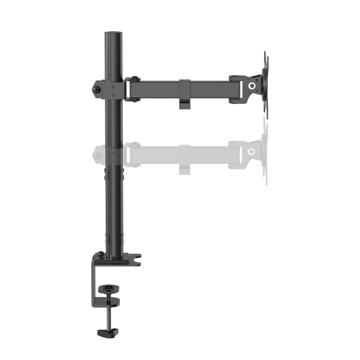 Schwarze Monitorhalterung Ergomount M1 mit Tischbefestigung und verstellbarem Arm von hjh OFFICE