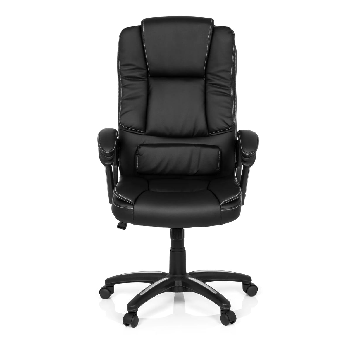 Schwarzer Homeoffice-Bürostuhl RELAX CL120 mit Polsterung und Fußkreuz mit fünf Rollen von MyBuero – 360-Grad-Ansicht (Frontansicht 0°)