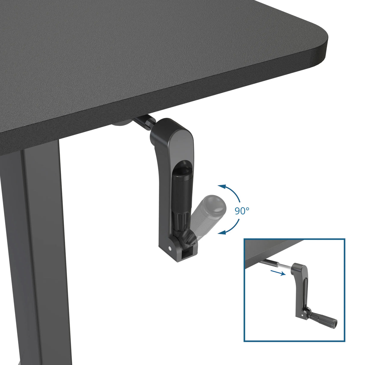 Kurbelmechanismus zur Höhenverstellung des Stehschreibtisches STAND CR mit 90°-Drehfunktion von hjh OFFICE