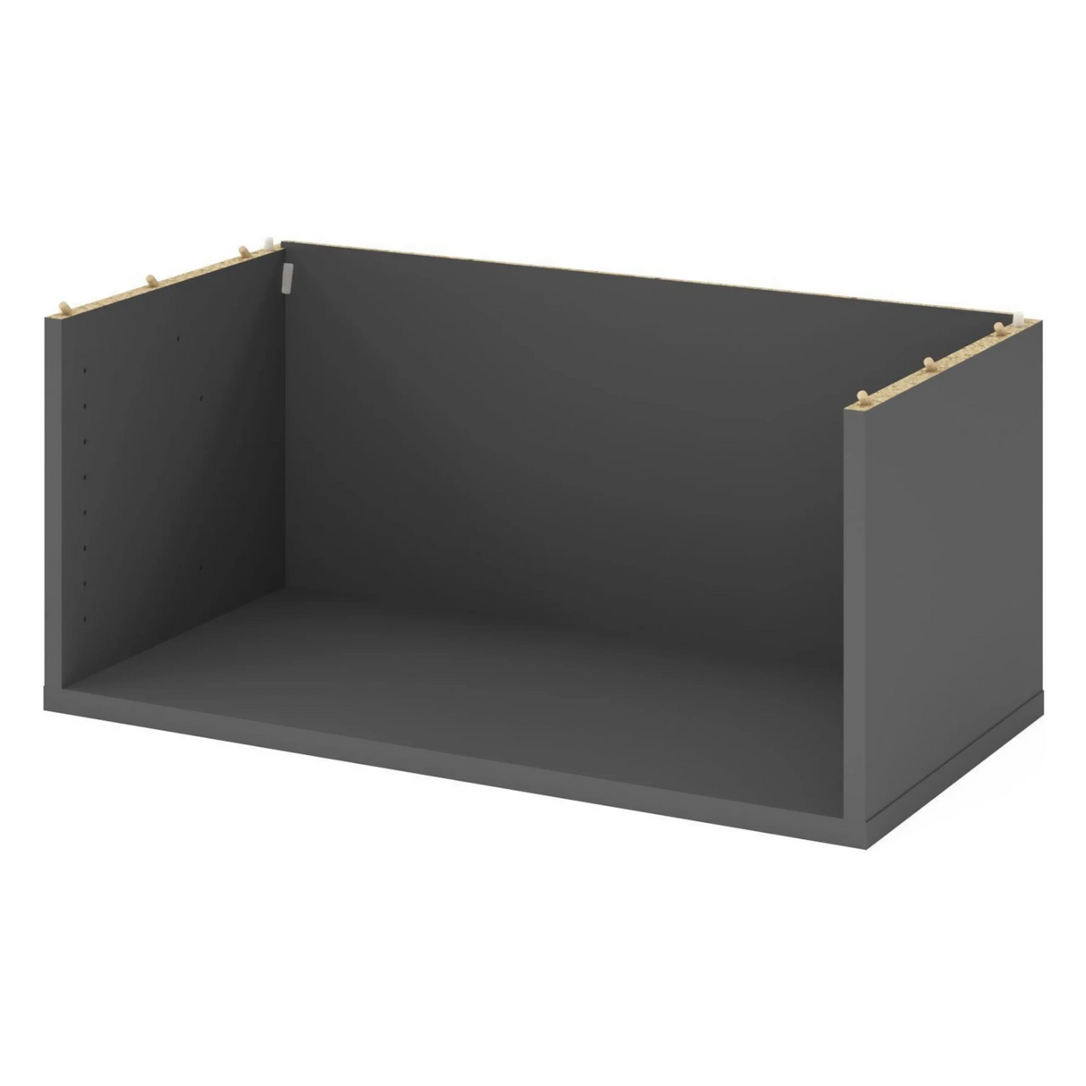 Graphitfarbener Aufsatzkorpus FlexWall mit einer offenen Ablagefläche von hjh OFFICE PRO