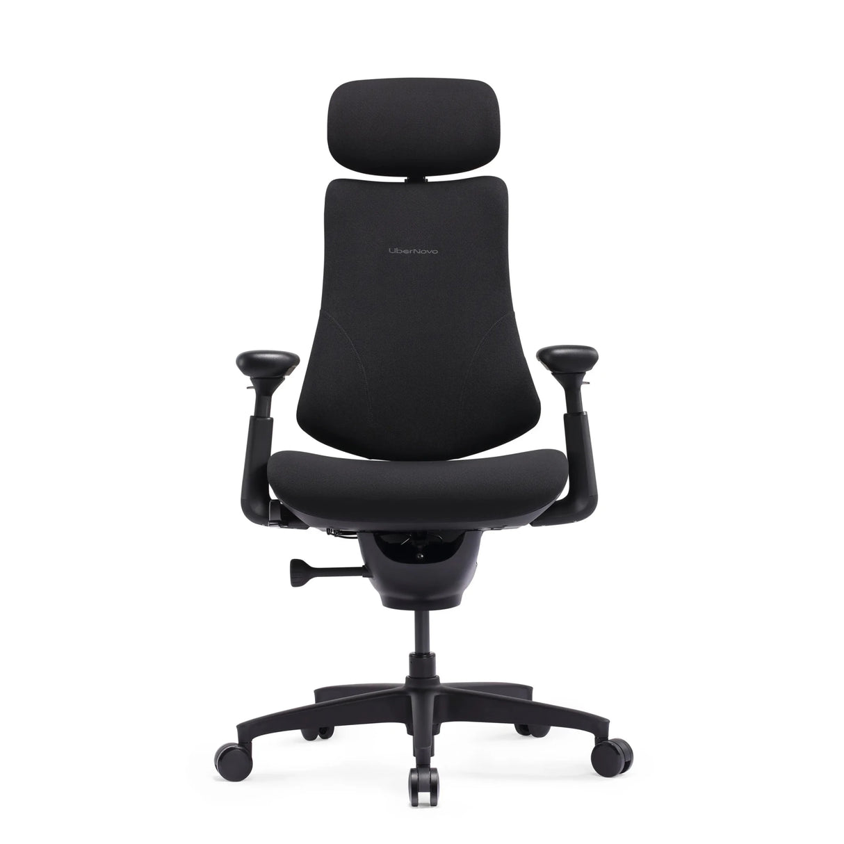 Schwarzer High-End-Bürostuhl LiberNovo Omni SE mit Kopfstütze und verstellbaren Armlehnen von Libernovo