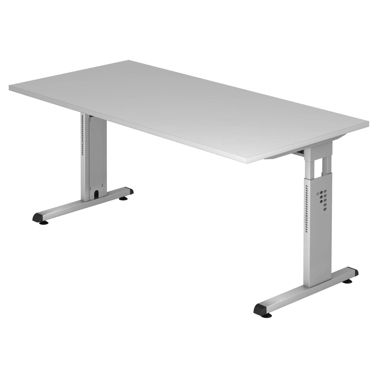 Höhenverstellbarer Schreibtisch MEGA 16 S in Grau und Silber mit T-Fuß-Gestell von hjh OFFICE PRO