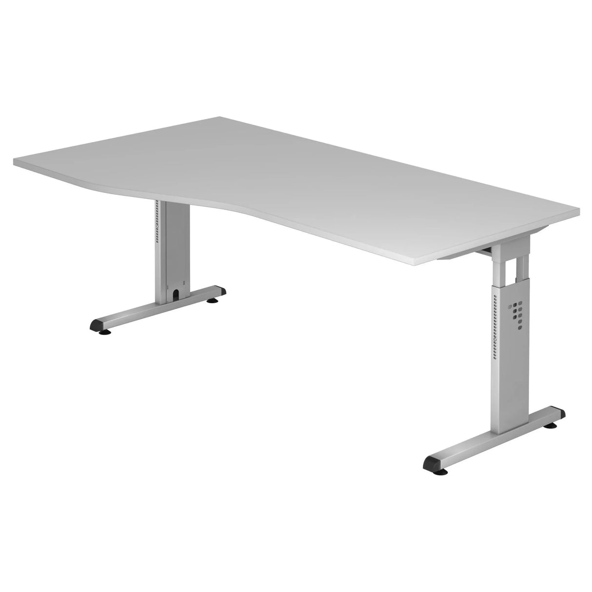 Höhenverstellbarer Schreibtisch MEGA 18 S in Grau und Silber mit geschwungener Platte von hjh OFFICE PRO