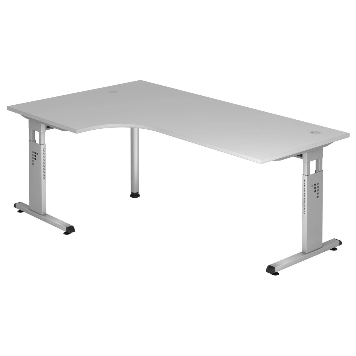 L-förmiger Schreibtisch MEGA 82 S in Grau und Silber mit höhenverstellbaren Beinen von hjh OFFICE PRO