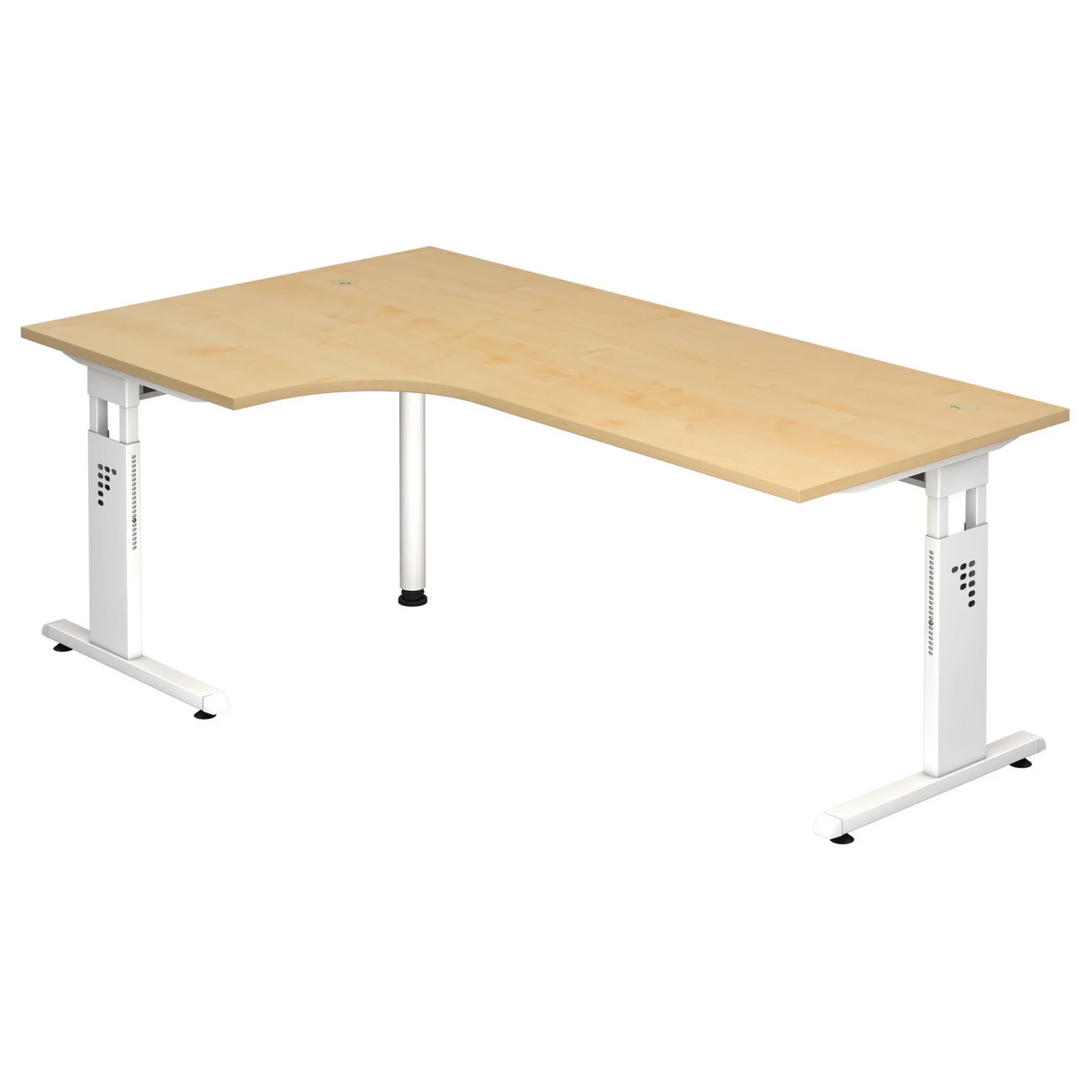 L-förmiger Schreibtisch MEGA 82 W in Ahorn und Weiß mit höhenverstellbarem Gestell von hjh OFFICE PRO