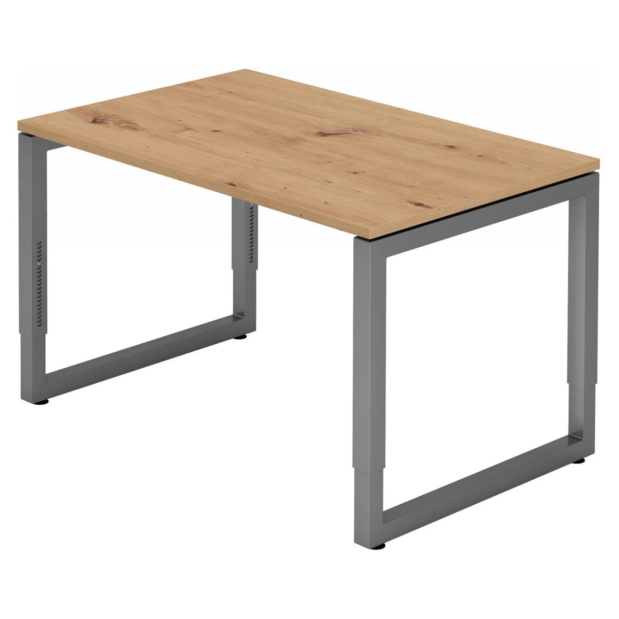 Höhenverstellbarer Schreibtisch REGO 12 G in Asteiche mit grauem Metallgestell von hjh OFFICE PRO