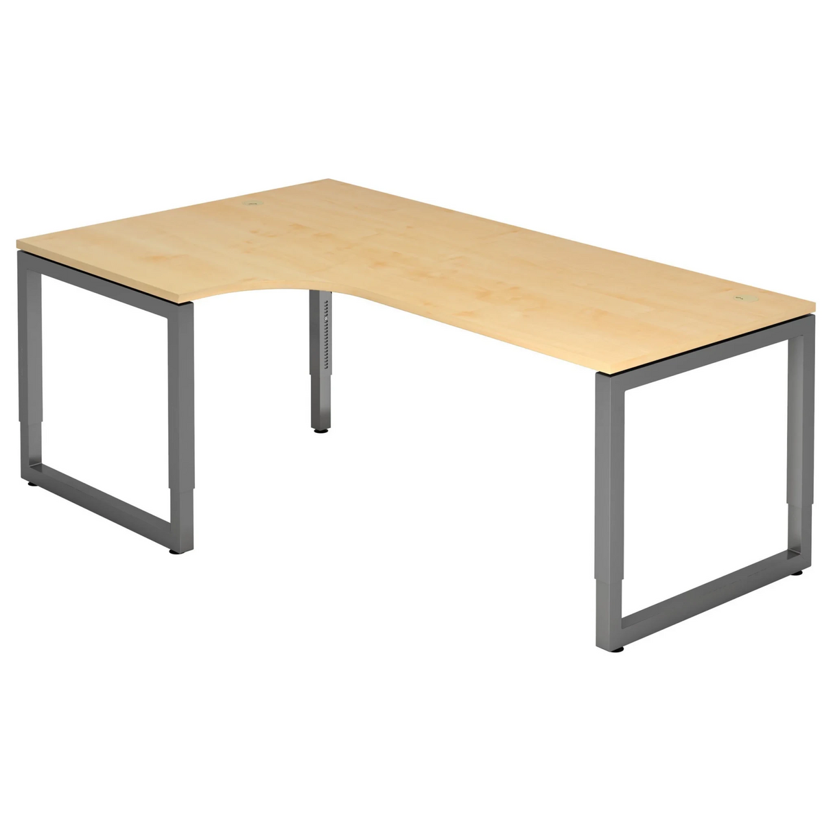 Höhenverstellbarer L-Schreibtisch REGO 82 G in Ahorn-Optik mit graphitgrauem Gestell von hjh OFFICE PRO