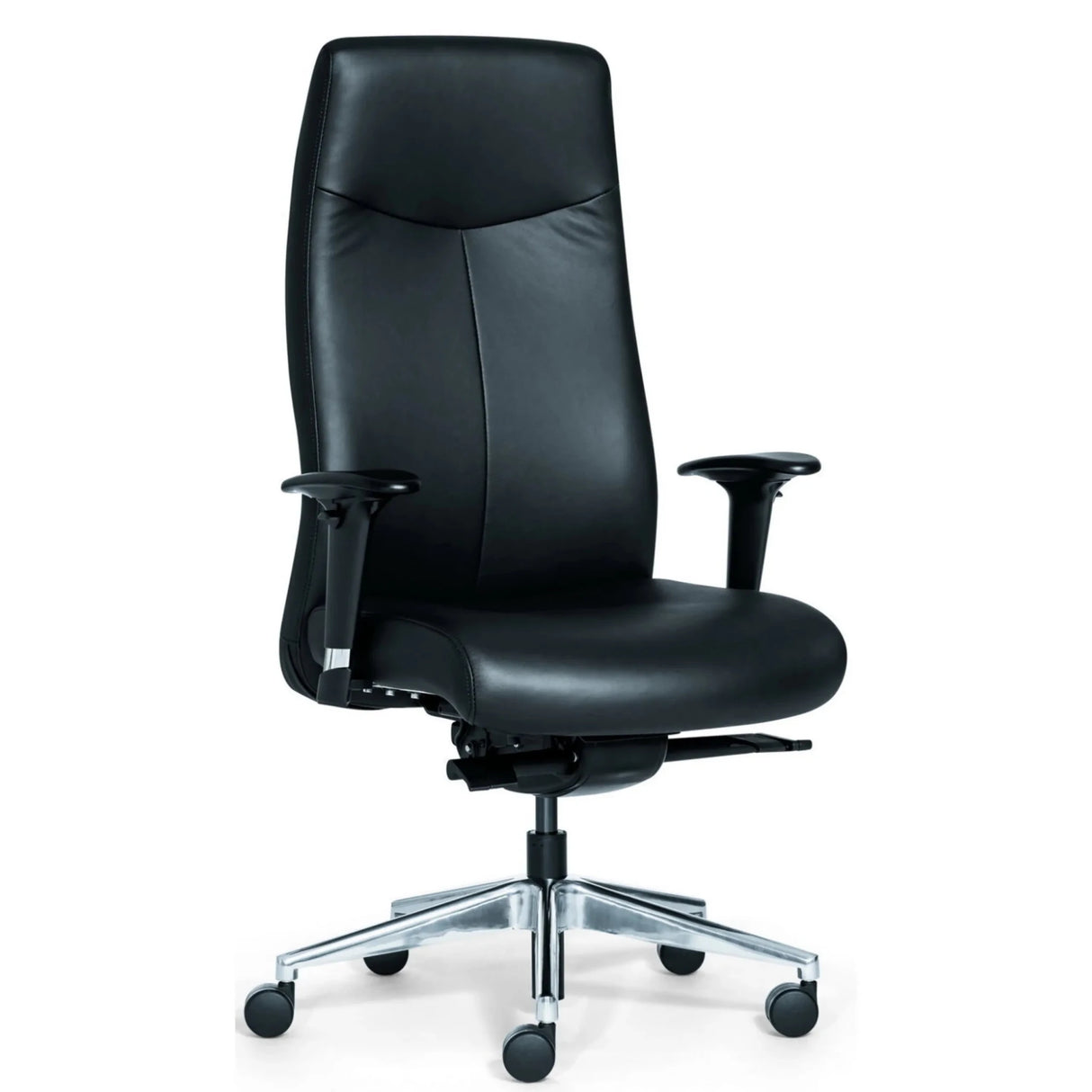 Luxus-Chefsessel ROVO XL mit schwarzem Lederbezug und glänzendem Sternfuß von Rovo Chair