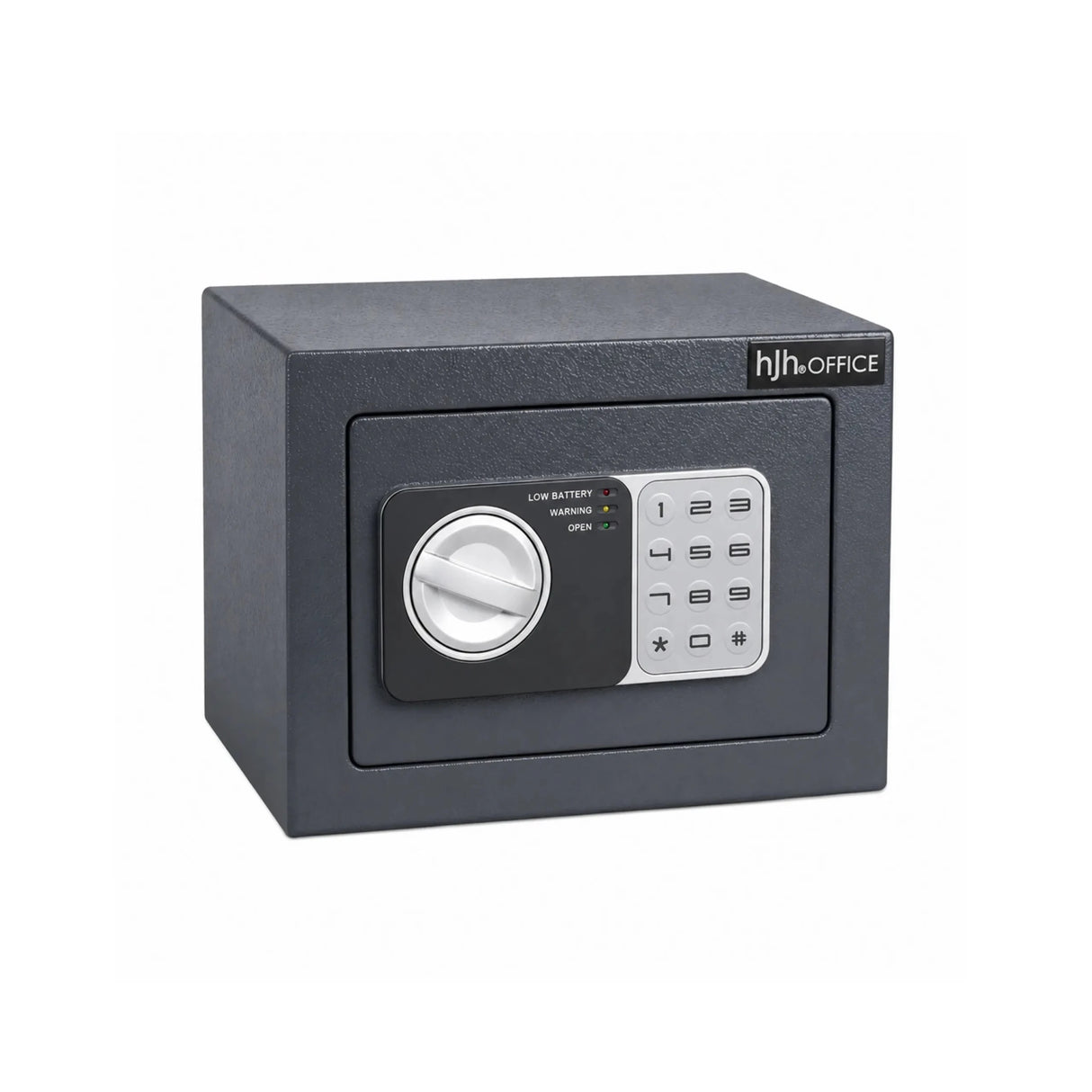 Anthrazitfarbener Tresor Safe Compact Mini mit digitalem Tastenschloss und silbernem Drehgriff von hjh OFFICE
