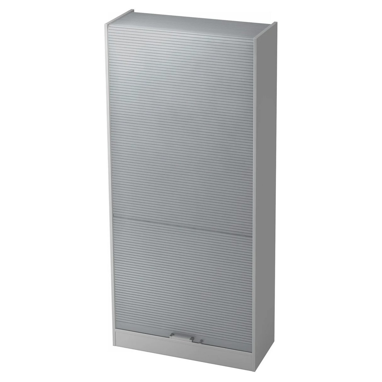 Grauer Aktenschrank SIGNA R 90 aus Metall mit Lamellentüren und Chromgriff von hjh OFFICE PRO