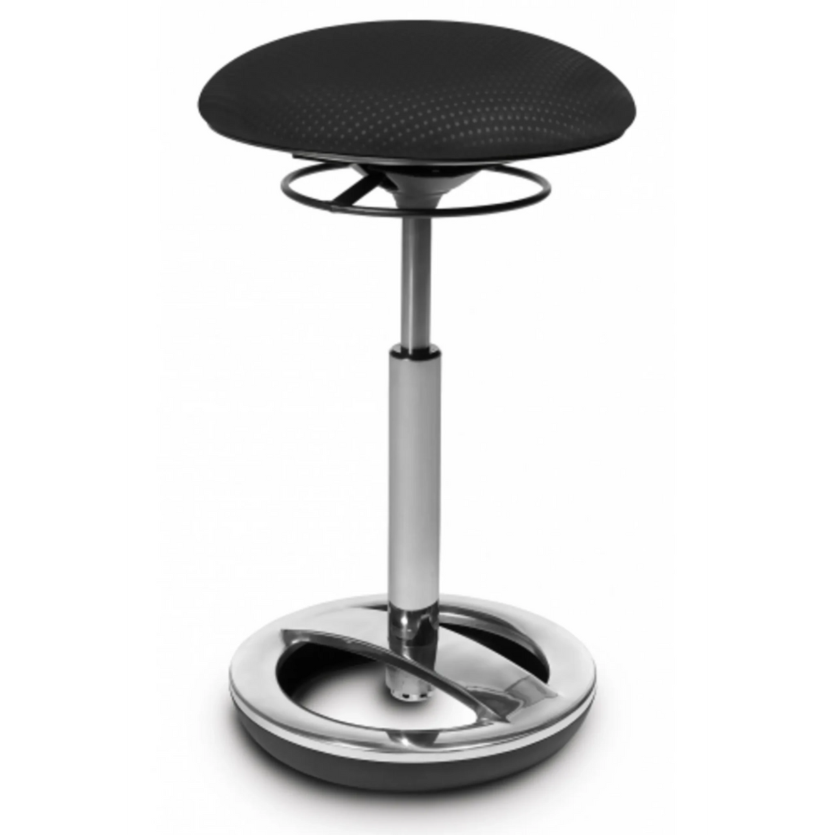 Schwarze Stehhilfe SITNESS HIGH BOB mit rundem Sitzpolster und glänzendem Standfuß von Topstar