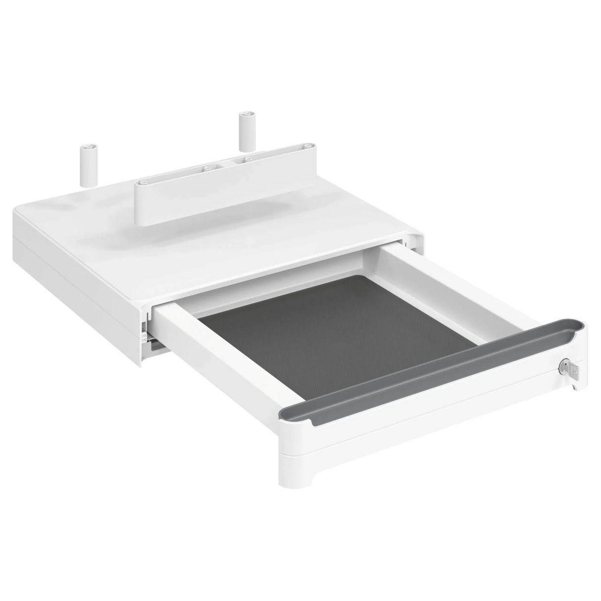 Weiße Unterbauschublade UCBS mit grauer Bodeneinlage und Soft-Stop-Funktion von hjh OFFICE PRO