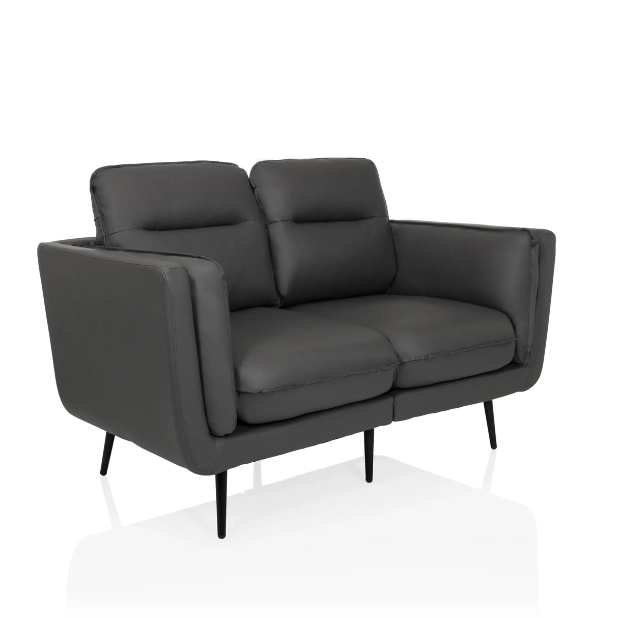 Graues Loungesofa VINTALUX mit zwei Sitzplätzen und schlanken schwarzen Beinen von hjh LIVING