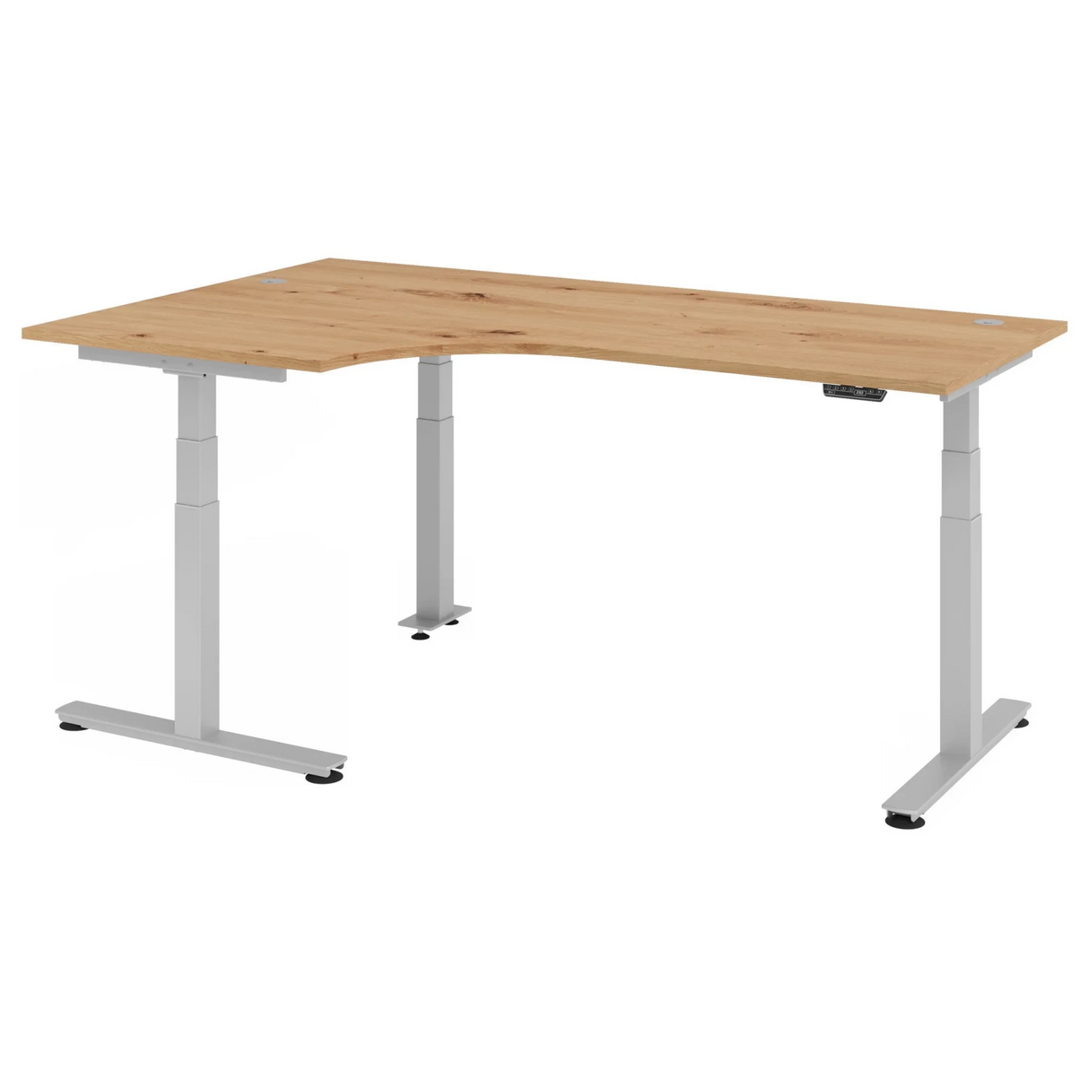 Elektrisch höhenverstellbarer Schreibtisch XDSM 82 S in Asteiche mit L-förmiger Platte von hjh OFFICE PRO