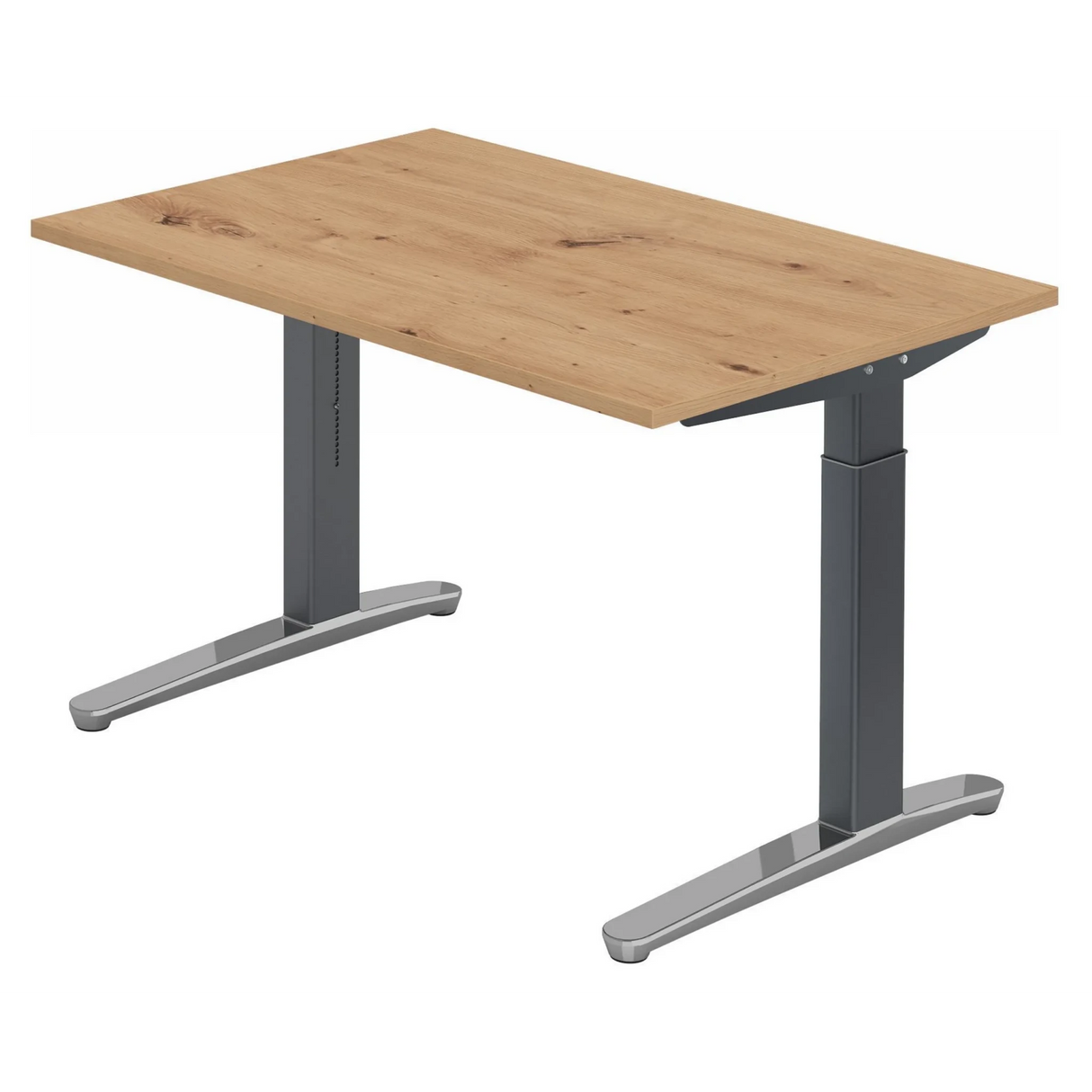 Höhenverstellbarer Schreibtisch XTRA XB 12 GC in Asteiche mit grauem Gestell von hjh OFFICE PRO