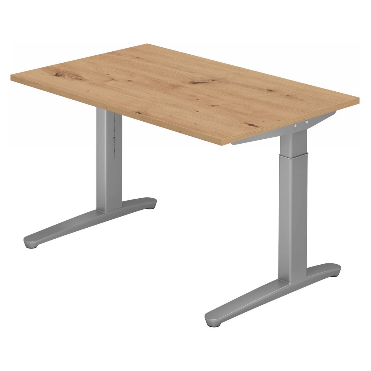 Höhenverstellbarer Schreibtisch XTRA XB 12 SS in Asteiche mit silbernem Gestell von hjh OFFICE PRO