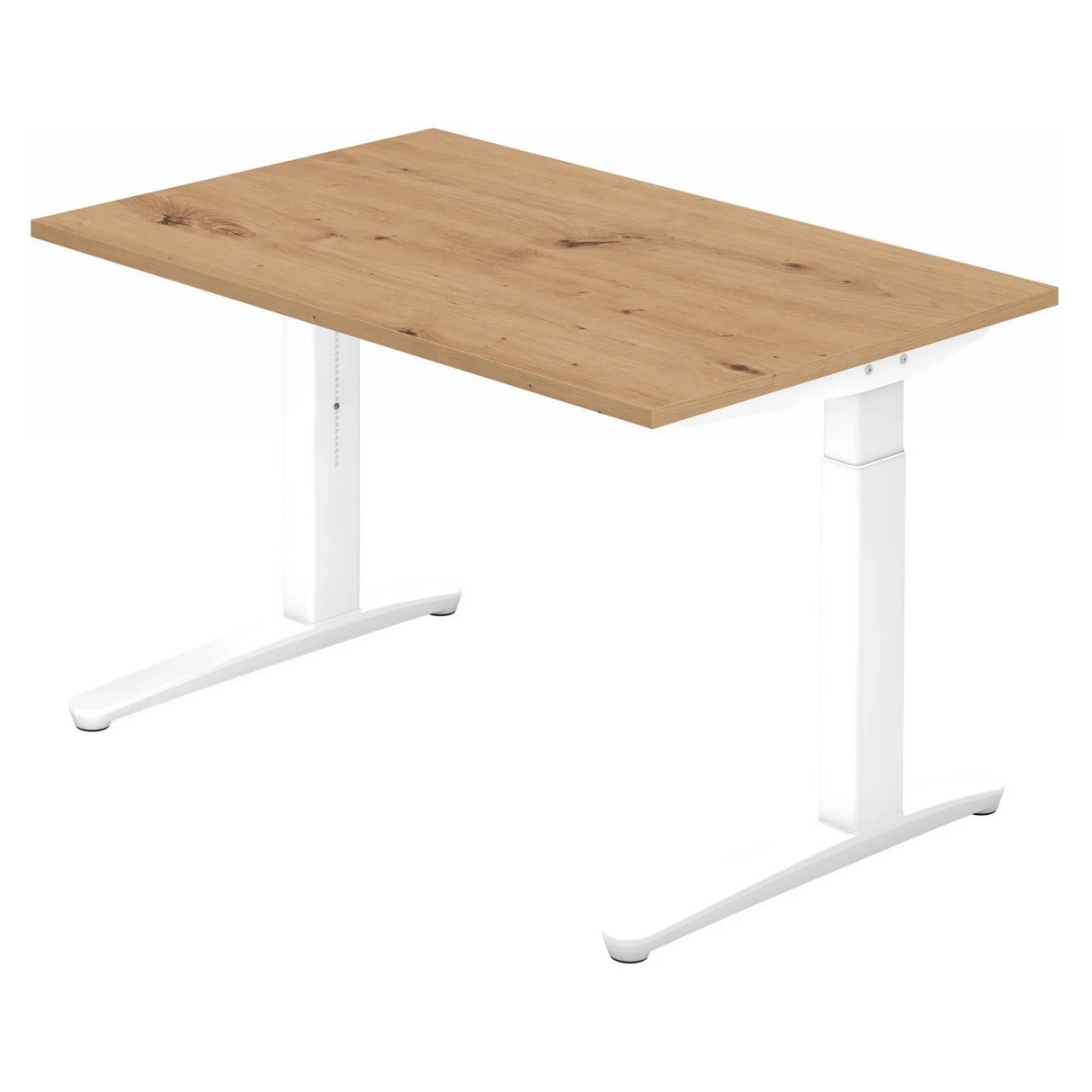 Höhenverstellbarer Schreibtisch XTRA XB 12 WW mit Tischplatte in Asteiche und weißem Gestell von hjh OFFICE PRO