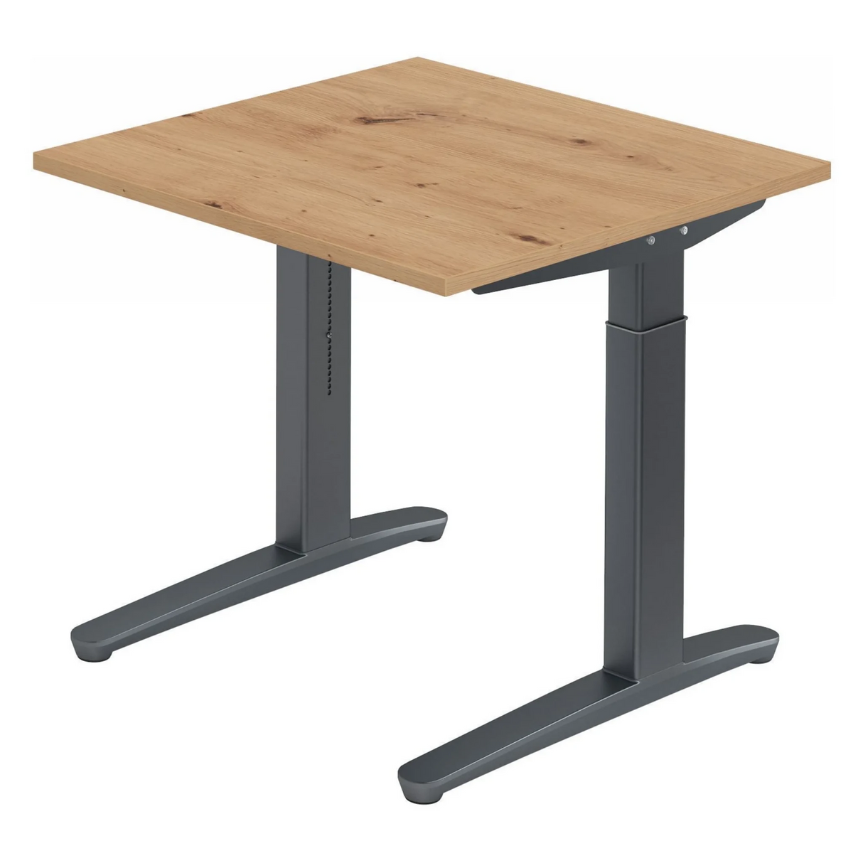 Höhenverstellbarer Schreibtisch XTRA XB 8 GG mit Tischplatte in Asteiche und grauen Beinen von hjh OFFICE PRO
