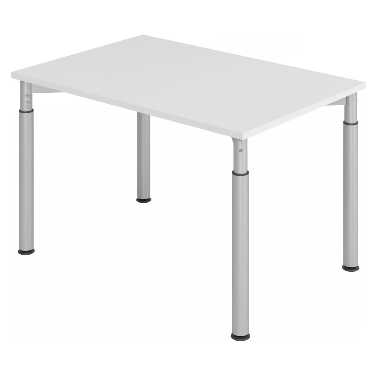 Höhenverstellbarer Schreibtisch YAMA 12 S mit grauer Platte und silbernen Beinen von hjh OFFICE PRO