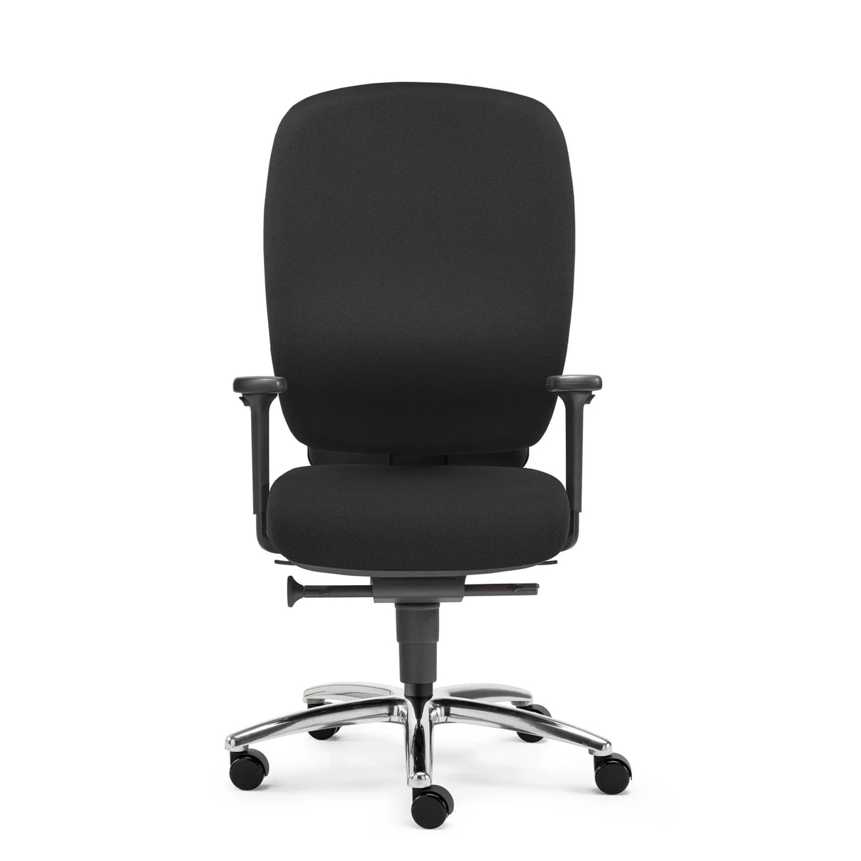 High-End-Bürostuhl ZERO L15 AL mit schwarzem Bezug, Armlehnen und silbernem Fußkreuz von Sitwell Steifensand