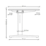 Maßzeichnung des höhenverstellbaren Schreibtischs XTRA XB 12 GC mit einer Breite von 80 cm von hjh OFFICE PRO