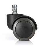 Schwarze Stuhlrolle 5x ROLO No-Noise 11mm/50mm für Hartböden mit silbernem Metallstift von hjh OFFICE – 360-Grad-Ansicht (Rückenansicht 180°)