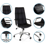 Homeoffice Chefsessel SARANTO PRO in Schwarz mit Lederbezug, verstellbarer Höhe und Rollenfußkreuz von hjh OFFICE