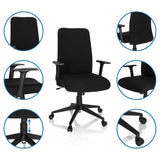 Schwarzer Home-Office-Bürostuhl COSIO I mit Armlehnen, Rollen und Gasfeder von hjh OFFICE