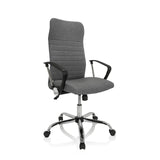 Grauer Homeoffice-Bürostuhl ARTON 40 mit Armlehnen und glänzendem Fußkreuz mit fünf Rollen von hjh OFFICE – 360-Grad-Ansicht (schräge Frontansicht 40°)