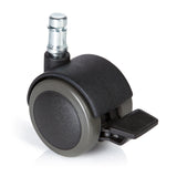 Schwarze Stuhlrolle 5x ROLO STOP 11mm/50mm für Hartböden mit Feststellbremse von hjh OFFICE – 360-Grad-Ansicht (Frontansicht 0°)