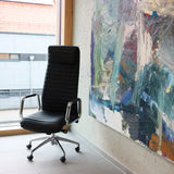 Luxus-Chefsessel ASPERA 20 in Schwarz mit gesteppter Polsterung und Chromgestell von hjh OFFICE