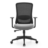 Schwarz-grauer Homeoffice-Bürostuhl Sedito mit Netzrücken und Fußkreuz mit fünf Rollen von hjh OFFICE – 360-Grad-Ansicht (Frontansicht 0°)
