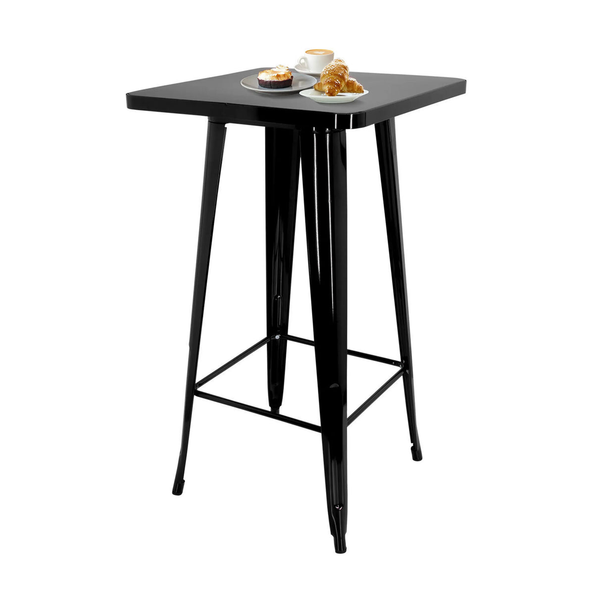 Schwarzer Bartisch VANTAGGIO HIGH T mit quadratischer Platte und vier Beinen von hjh OFFICE