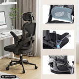 Profi-Bürostuhl MC102C-M101 in Schwarz mit verstellbaren Armlehnen und Netzrückenlehne von Sihoo (KI-generiertes Bild)