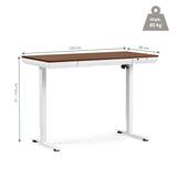Maßzeichnung des elektrisch höhenverstellbaren Schreibtischs Worktime Plus mit 120 × 60 cm von hjh OFFICE