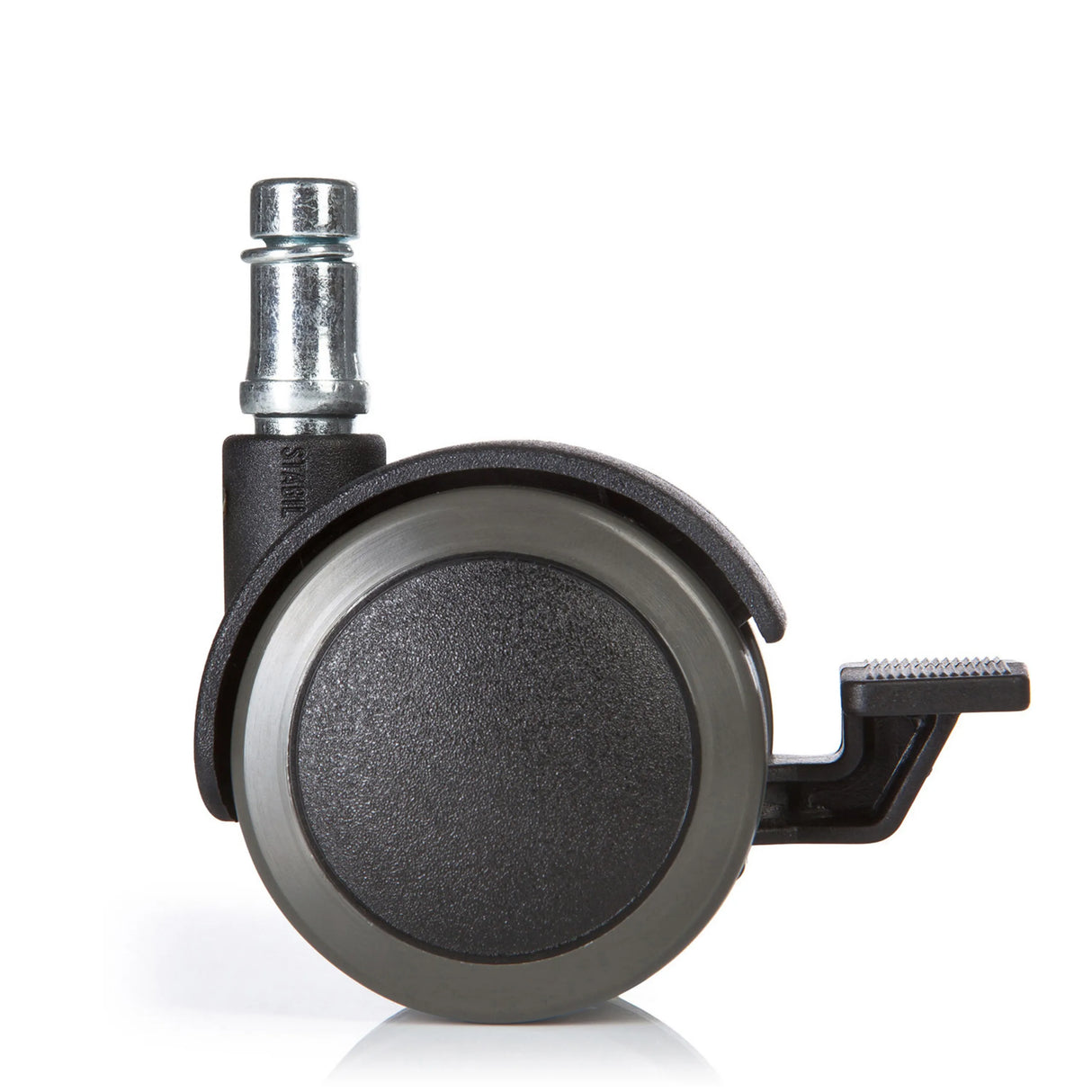 Schwarze Stuhlrolle 5x ROLO STOP 11mm/50mm für Hartböden mit Metallstift und Feststellbremse von hjh OFFICE