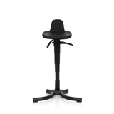 Schwarze Stehhilfe TOP WORK 34 mit Sitzfläche, Rückenlehne und vierfußigem Standfuß von hjh OFFICE – 360-Grad-Ansicht (Frontansicht 0°)