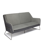 Hellgraues Loungesofa LAGUN mit dunkelgrauen Akzenten und schlanken Metallfüßen von hjh OFFICE – 360-Grad-Ansicht (Rückenansicht 180°)