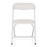 Weißer Outdoor-Stuhl TUDELA XXL PRO W mit perforierter Sitz- und Rückenfläche von hjh OFFICE – 360-Grad-Ansicht (Frontansicht 0°)